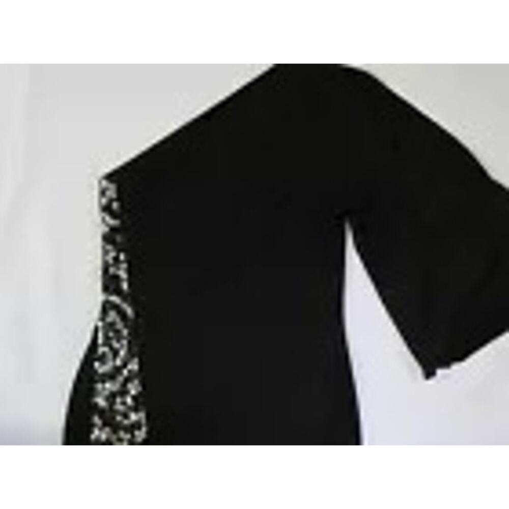 Sabora One Shoulder Stoned & Beaded Women’s Black Dress Medium